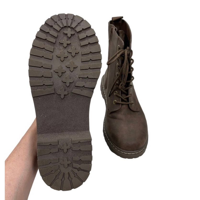 Torrid Stevie Lace Up Combat Boots Vegan Size 11 Brown - Premium from Torrid - Just $65.0! Shop now at Finds For You