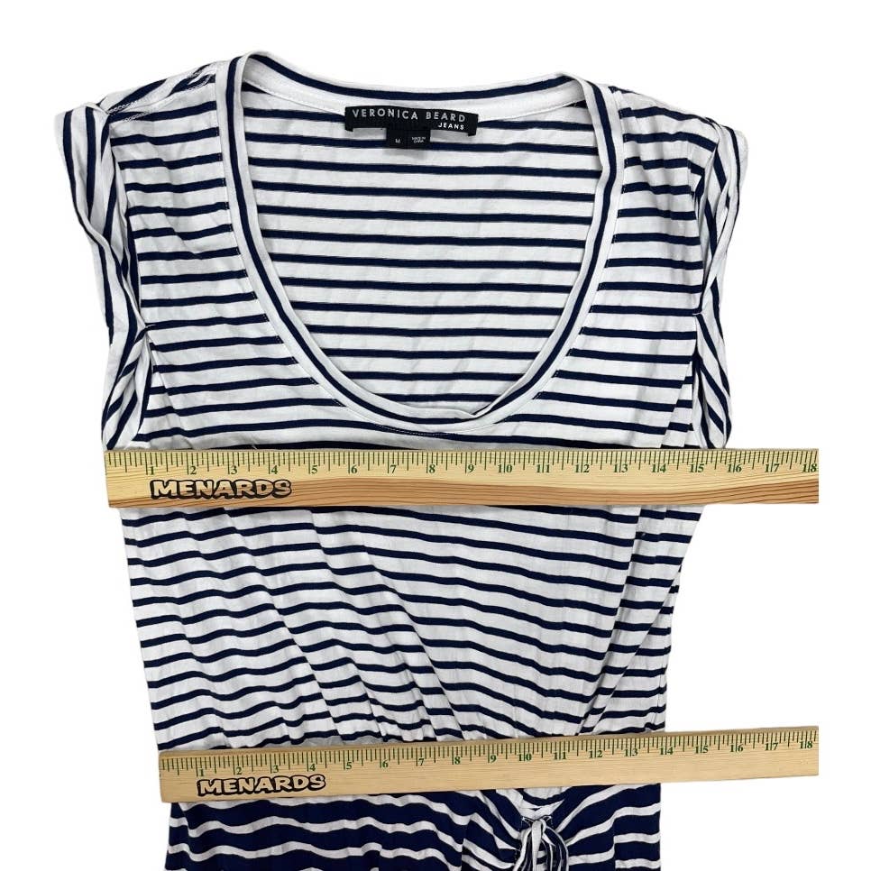 Veronica Beard Tamri Navy White Striped Ruched Dress Size M - Premium from VERONICA BEARD - Just $129.0! Shop now at Finds For You