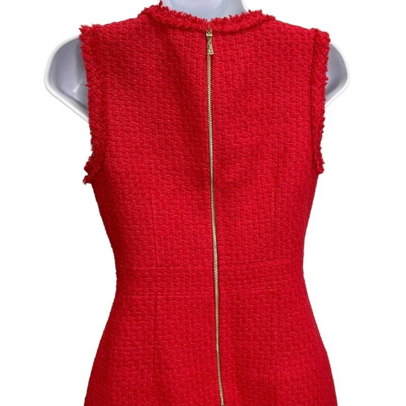 Kate Spade Tweed Ruffle Sleeveless Dress Sleeveless Textured Size 0 Red New - Premium from Kate Spade - Just $149.0! Shop now at Finds For You