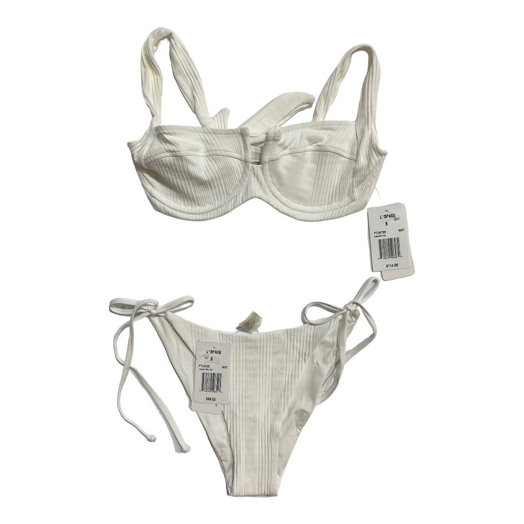 L*SPACE Set Swim Camellia Pointelle Ribbed Bikini Top Lennox Bottom New White S - Premium from L*SPACE - Just $119.0! Shop now at Finds For You
