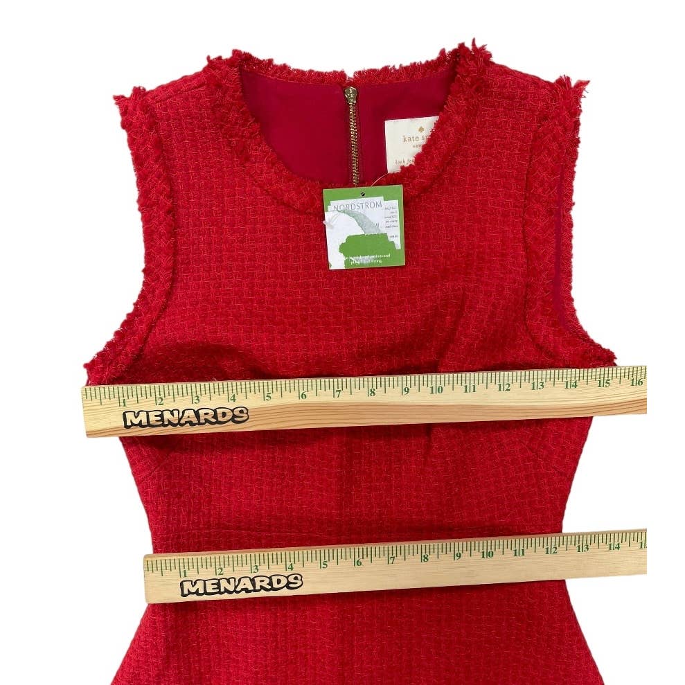 Kate Spade Tweed Ruffle Sleeveless Dress Sleeveless Textured Size 0 Red New - Premium from Kate Spade - Just $149.0! Shop now at Finds For You