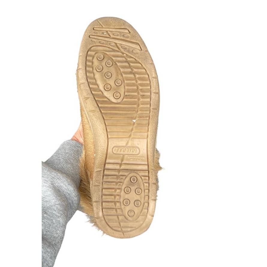 Tecnica Goat Fur Sherpa Lined Apres Ski Boots Size 10.5 Tan Weatherproof - Premium from Tecnica - Just $219.0! Shop now at Finds For You