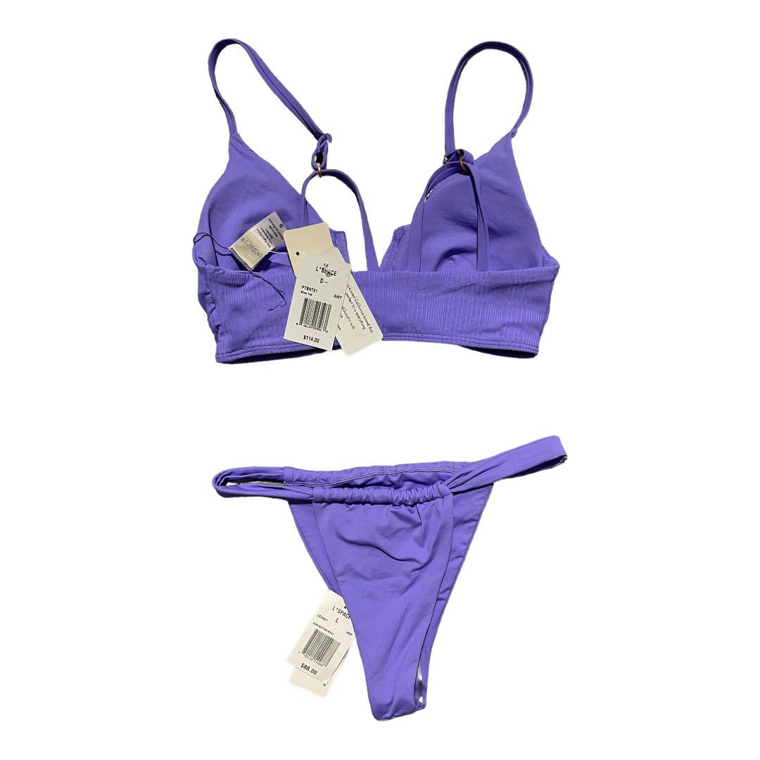 L*SPACE Siren Pointelle D Cup Top Gina Bikini Bottom L Amethyst New - Premium from L*SPACE - Just $76.00! Shop now at Finds For You