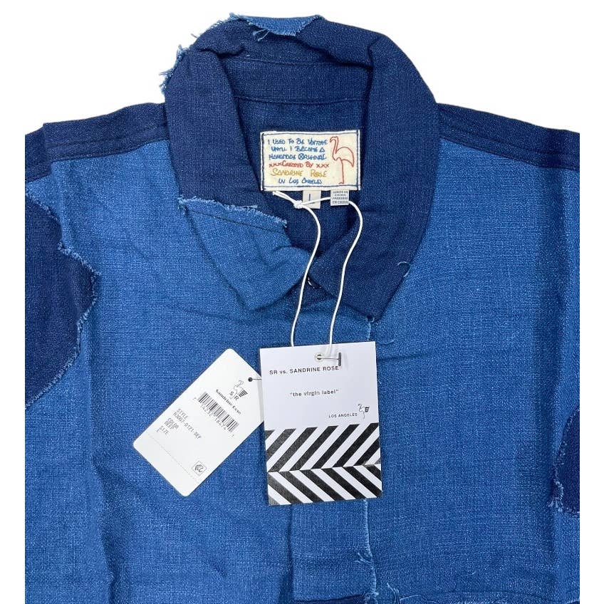 Free People x Sandrine Rose Patchwork Blouse Patchwork Denim Blue Size L - Premium from Free People - Just $89.0! Shop now at Finds For You