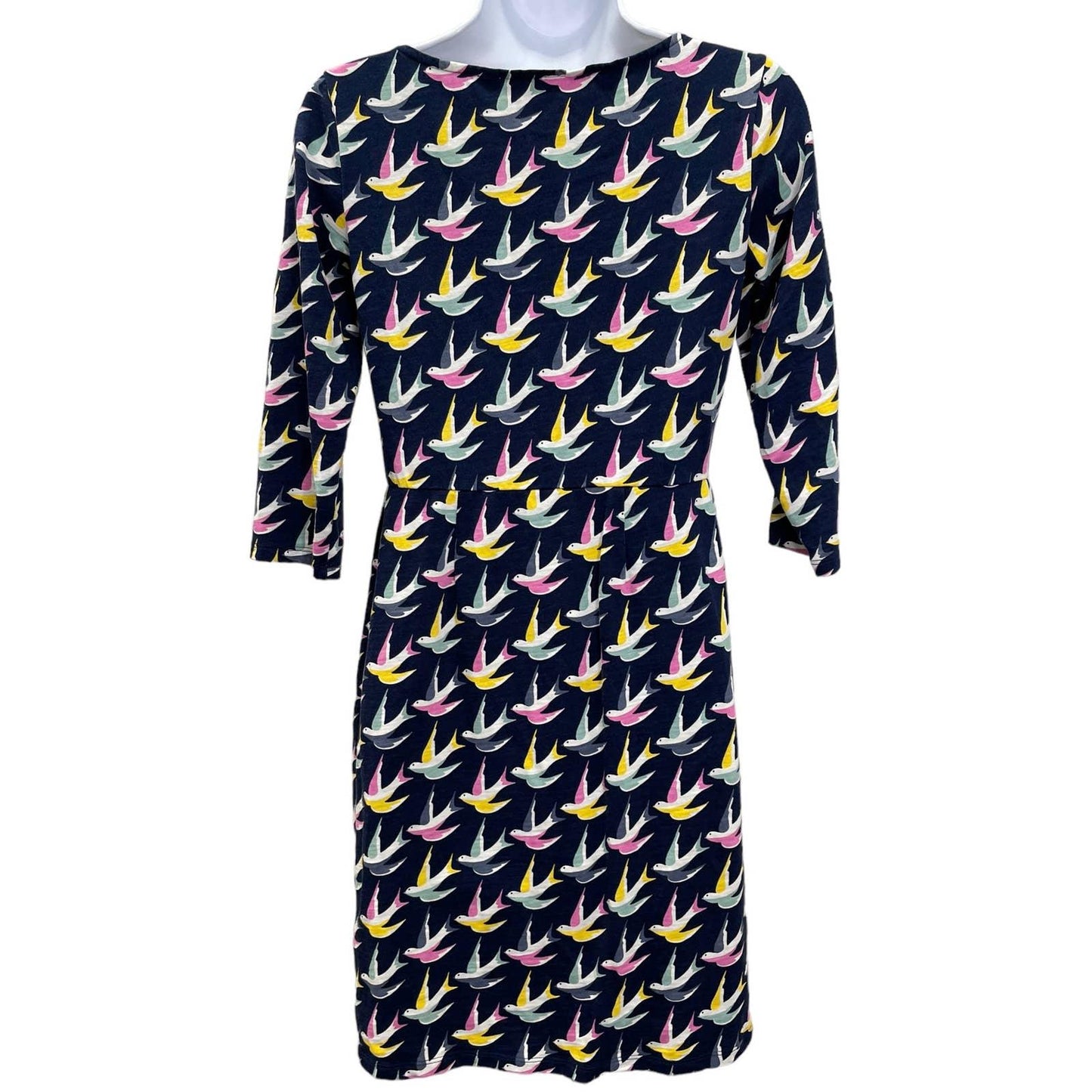 Boden Brittish Style Penny Jersey Dress J0074 Navy Swallows Birds 4P US 8P UK - Premium from Boden - Just $74.0! Shop now at Finds For You