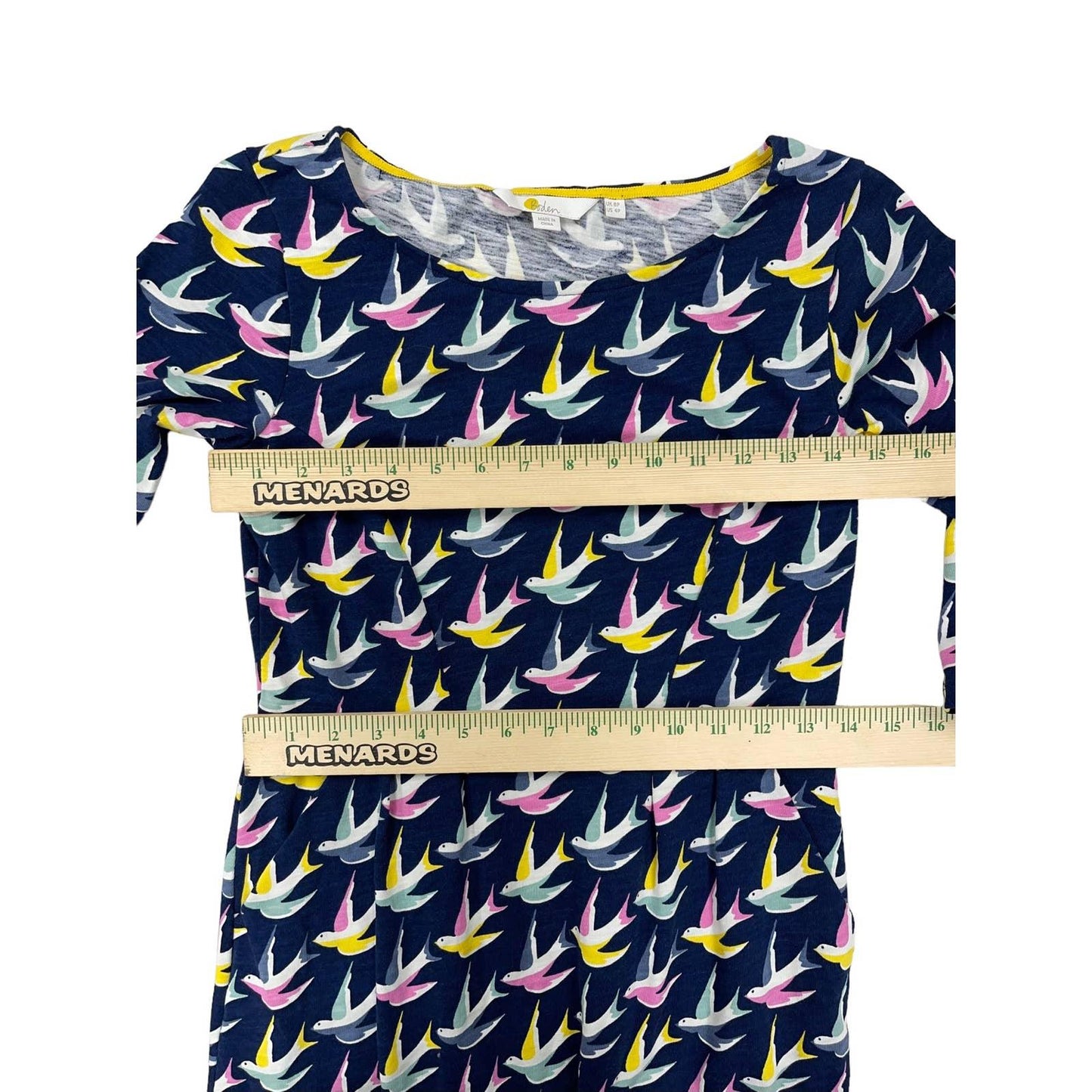 Boden Brittish Style Penny Jersey Dress J0074 Navy Swallows Birds 4P US 8P UK - Premium from Boden - Just $74.0! Shop now at Finds For You