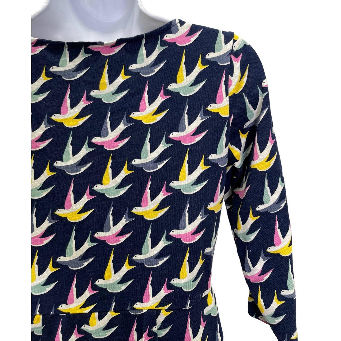 Boden Brittish Style Penny Jersey Dress J0074 Navy Swallows Birds 4P US 8P UK - Premium from Boden - Just $74.0! Shop now at Finds For You
