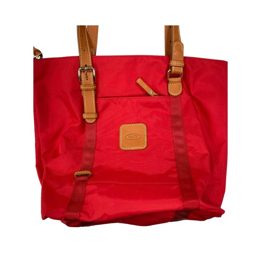 Brics Milano Nylon Leather Trim Packable Bag Handbag Tote Red New - Premium from Bric's - Just $99.00! Shop now at Finds For You