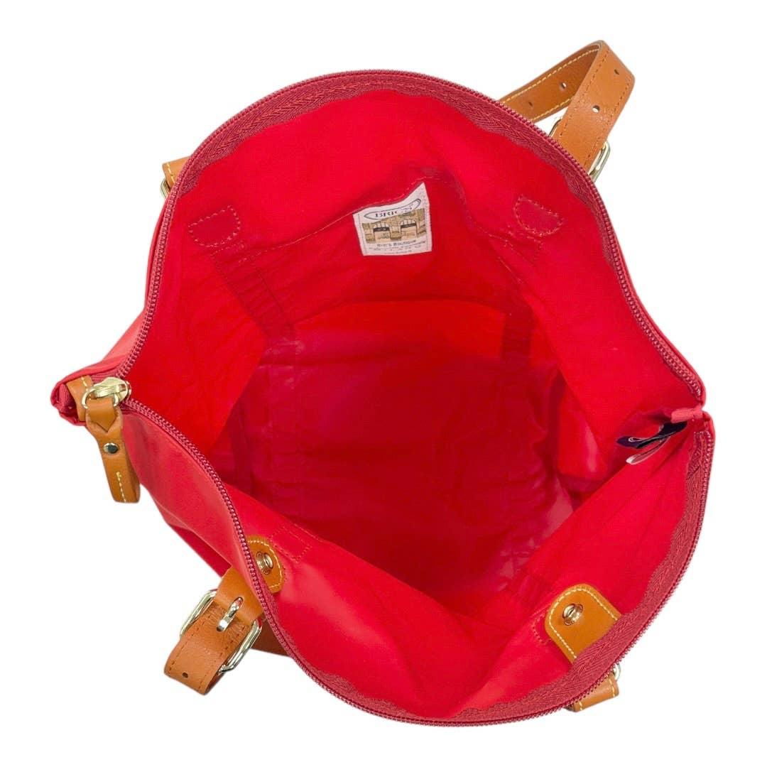 Brics Milano Nylon Leather Trim Packable Bag Handbag Tote Red New - Premium from Bric's - Just $99.00! Shop now at Finds For You