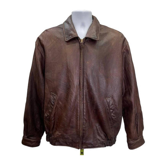 Brooks Brothers Leather Bomber Jacket Coat Zip Size M Brown - Premium from Brooks Brothers - Just $325.0! Shop now at Finds For You