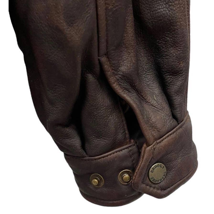 Brooks Brothers Leather Bomber Jacket Coat Zip Size M Brown - Premium from Brooks Brothers - Just $325.0! Shop now at Finds For You