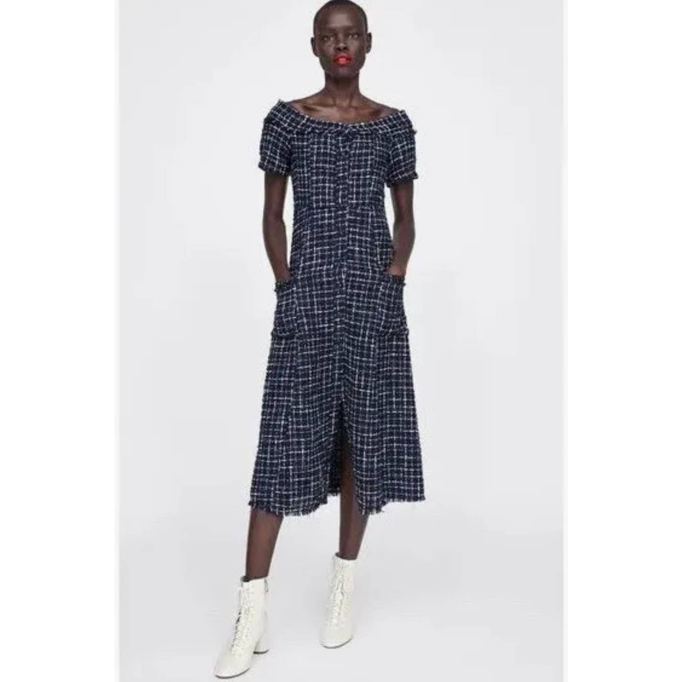 Zara Tweed Midi Dress ASO Queen Letizia Spain Blogger Favorite XL New - Premium from ZARA - Just $139.0! Shop now at Finds For You