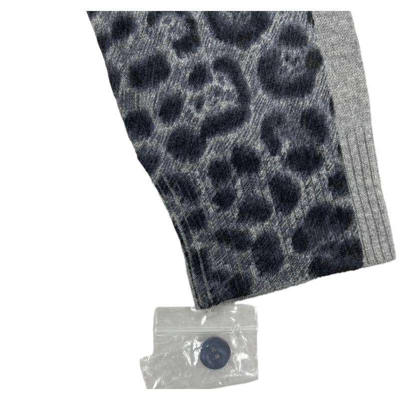 Pure Amici 100% Cashmere Leopard Print Knit Cardigan M New Gray - Premium from Pure Amici - Just $99.0! Shop now at Finds For You