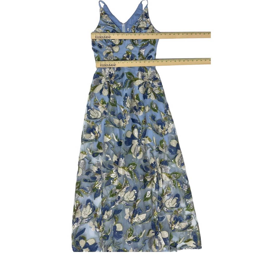 Dress The Population Ariya Floral Sequin Along Gown Dress Size XS Blue New - Premium from Dress The Population - Just $175.0! Shop now at Finds For You