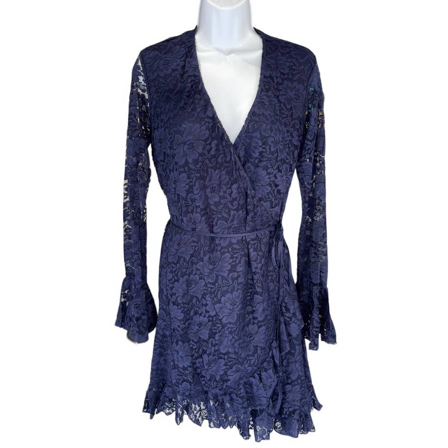 We are HAH Wrap Star Lace Ruffle Dress Festival Bloggers Favorite New M Navy - Premium from We are HAH - Just $119.0! Shop now at Finds For You