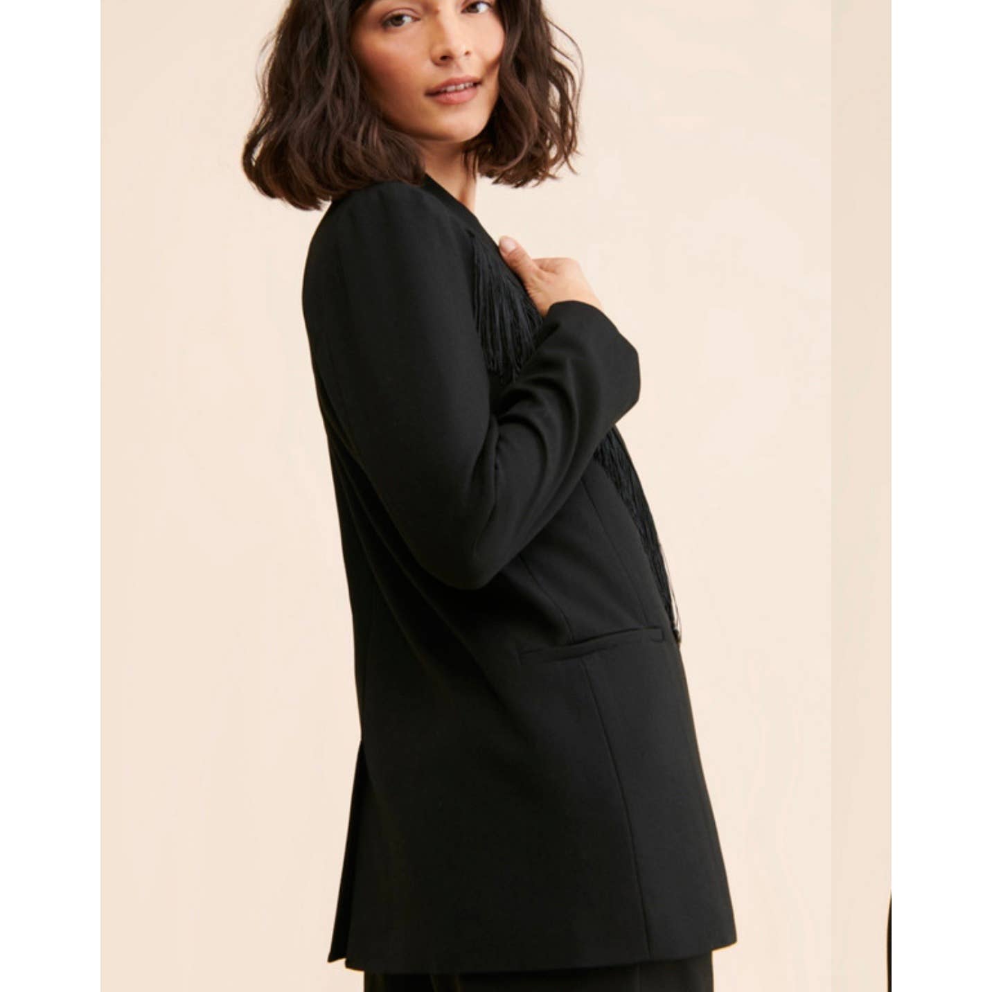 Anthropologie Hutch Fringe Double Breasted Blazer Black Size S - Premium from Anthropologie - Just $229.0! Shop now at Finds For You