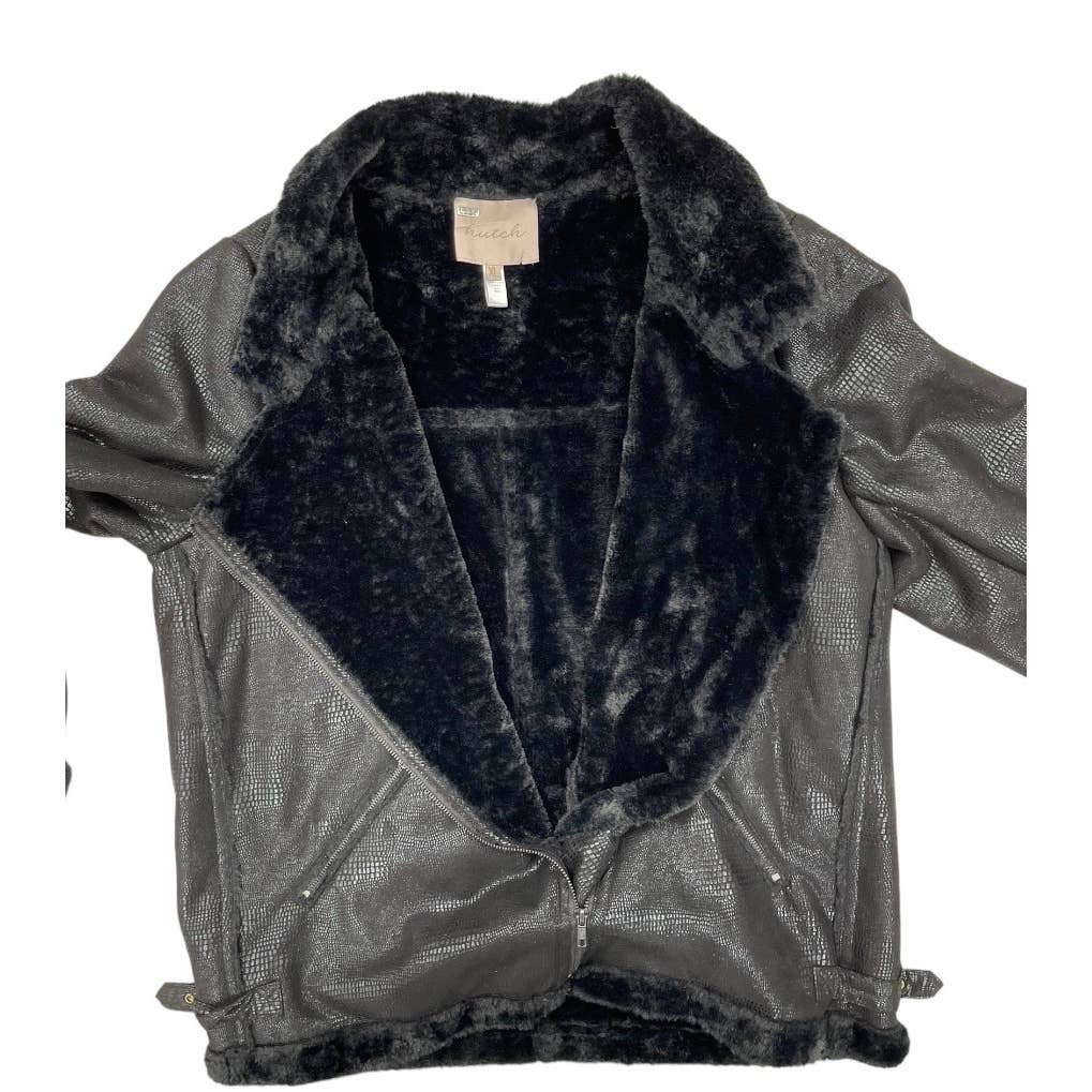 Anthropologie Hutch Rhys Sherpa Moto Jacket Coat Size XL Black - Premium from Anthropologie - Just $199.0! Shop now at Finds For You
