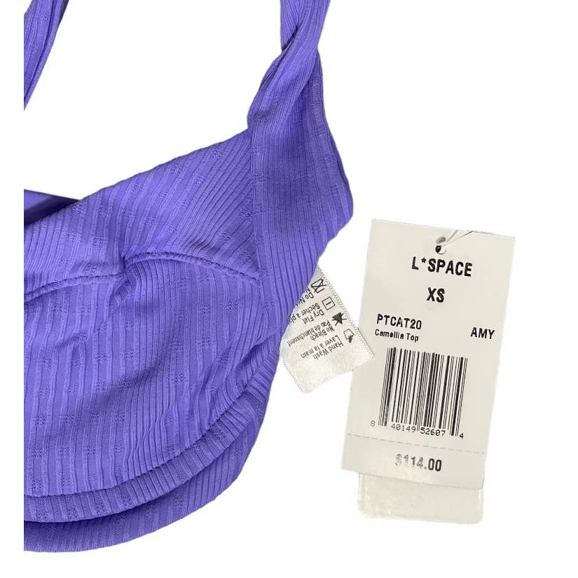 L*SPACE Revolve Set Camellia Pointelle Bikini Top Desi Bottom Swim XS Amethyst - Premium from L*SPACE - Just $119.0! Shop now at Finds For You