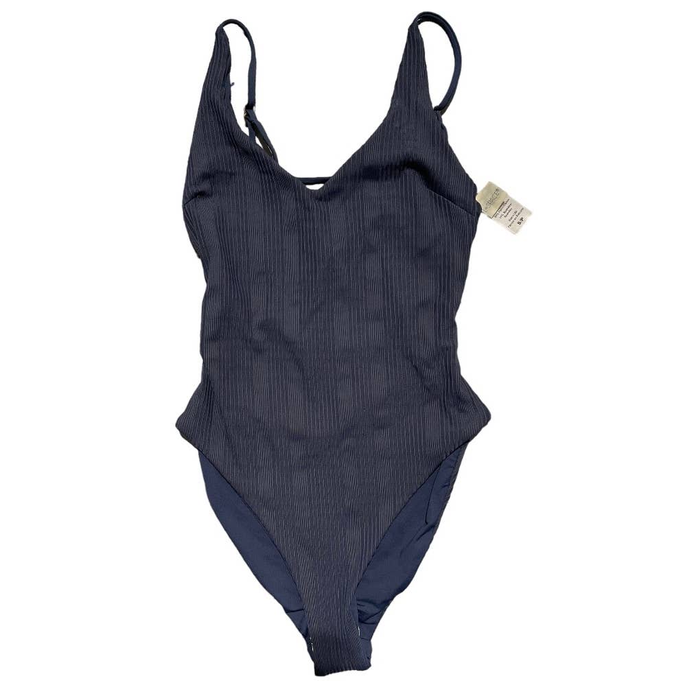 L*SPACE Gianna Pointelle Ribbed One Piece Swimsuit Bathing Suit Sz M Slate - Premium from L*SPACE - Just $129.0! Shop now at Finds For You
