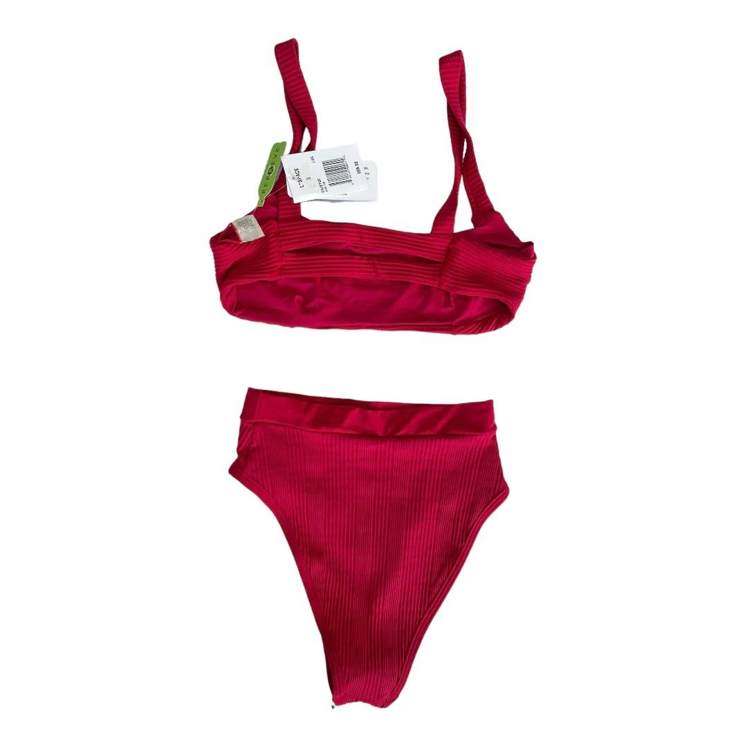 L*SPACE Set Jess Pointelle Bikini Top High Rise Bitsy Bottom Swim Size S Red - Premium from L*SPACE - Just $79.0! Shop now at Finds For You