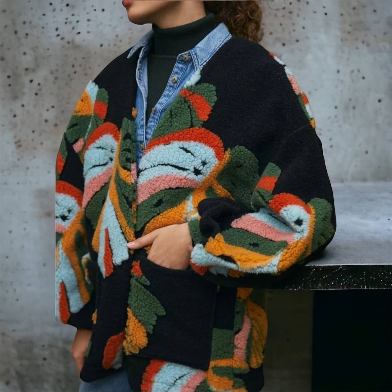 Anthropologie Farm Rio Botanical Sherpa Jacket Size Medium - Premium from Farm Rio - Just $200.0! Shop now at Finds For You