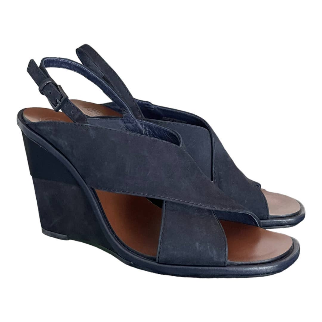 Tory Burch Gabrielle 100mm Wedge Heels Sandals Shoes Size 7.5 Blue - Premium from Tory Burch - Just $119.00! Shop now at Finds For You