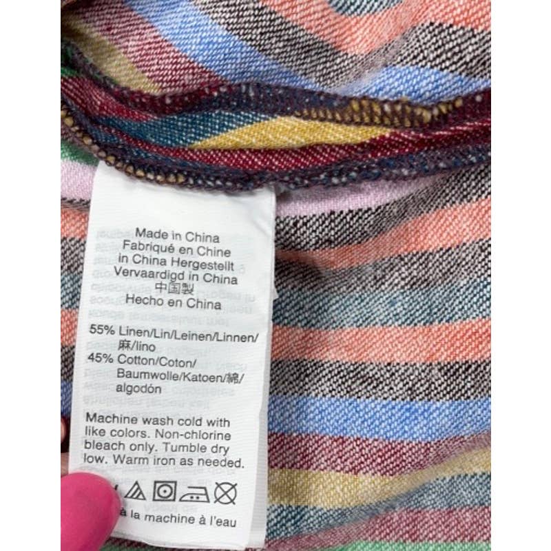 Madewell Linen Blend Overlay Rainbow Striped Midi Skirt Size S - Premium from Madewell - Just $59.0! Shop now at Finds For You