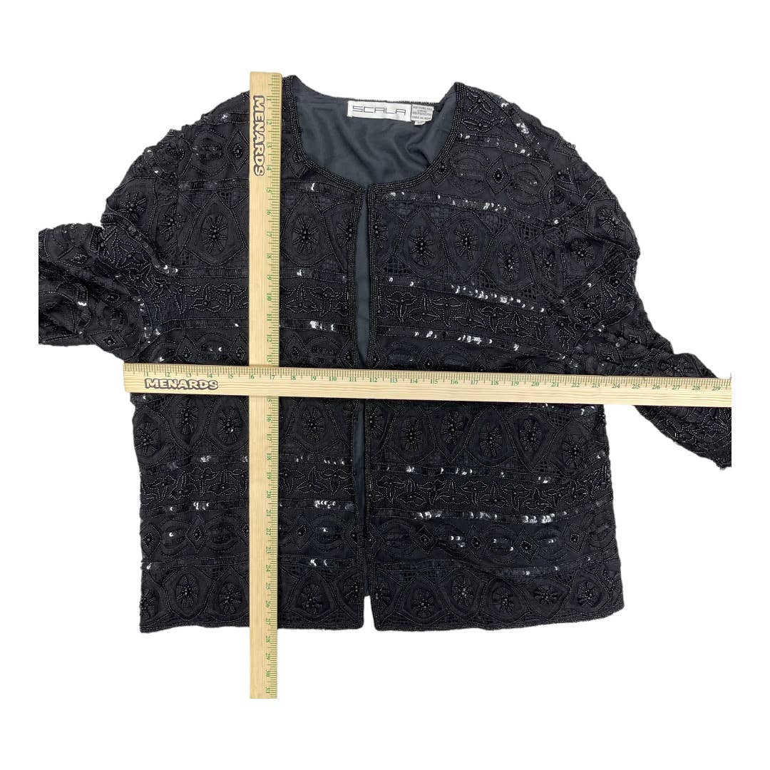 Vintage Scala Beaded Jacket Cardigan Plus Size Black 3X - Premium from Scala - Just $139.0! Shop now at Finds For You