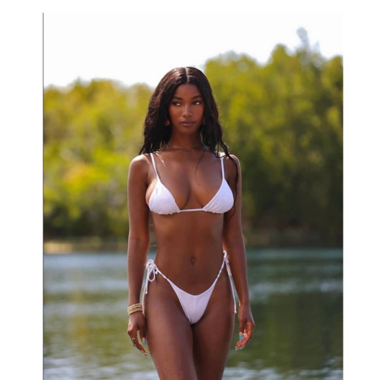 L*SPACE Revolve 3 Pc Set Brittany Lennox Opalescent Gator String Bikini Size M - Premium from Finds For You - Just $129.00! Shop now at Finds For You