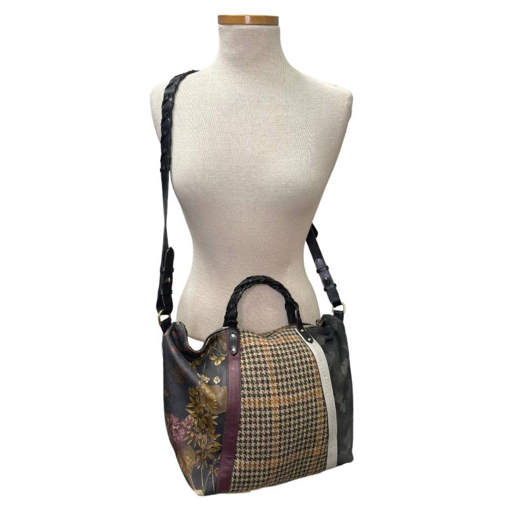 Kempton & Co Dylan Holdall Handbag Purse Harris Tweed Camo Black Peony - Premium from Kempton & Co. - Just $399.0! Shop now at Finds For You