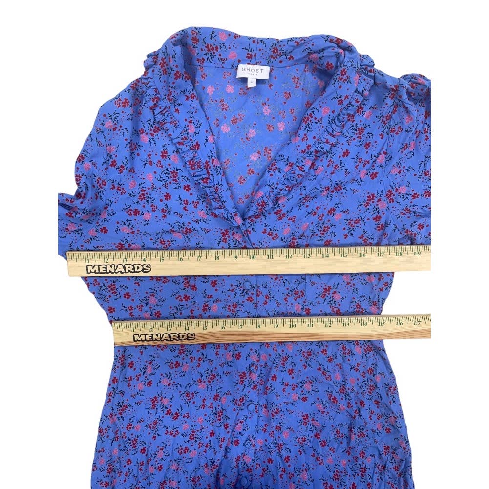 Ghost London Button Front Floral Dress Bohemian Size L Purple - Premium from Ghost London - Just $129.0! Shop now at Finds For You