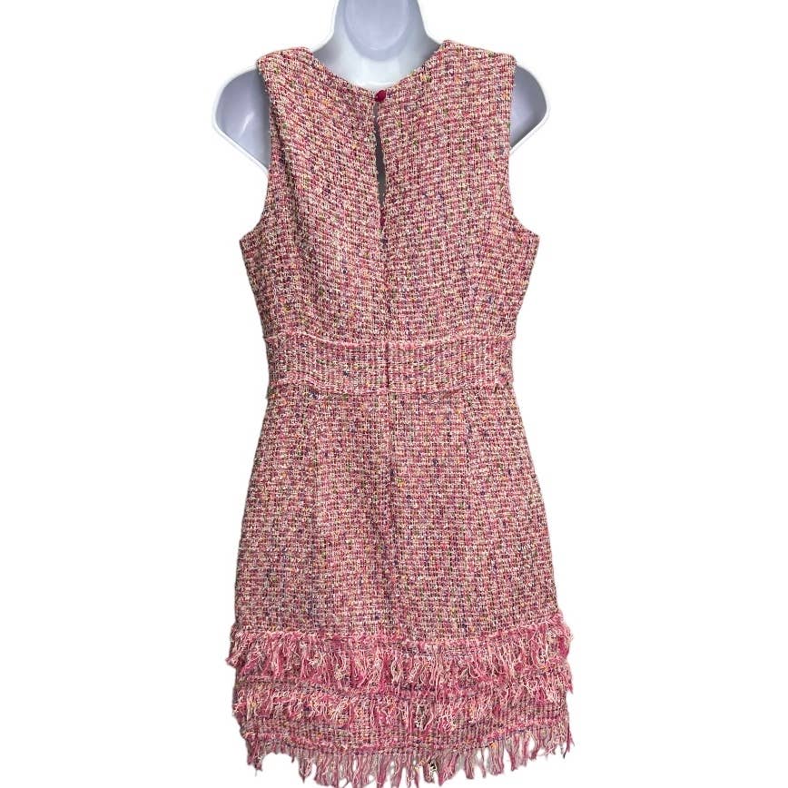 Milly Gabby Tweed Fringe Sleeveless Dress Size 6 Pink - Premium from MILLY - Just $139.0! Shop now at Finds For You