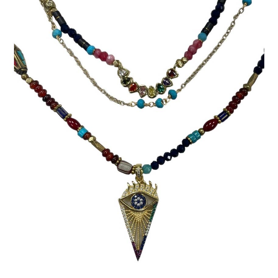 Free People Boho Multi Stand Evil Eye Necklace New - Premium from Free People - Just $65.0! Shop now at Finds For You
