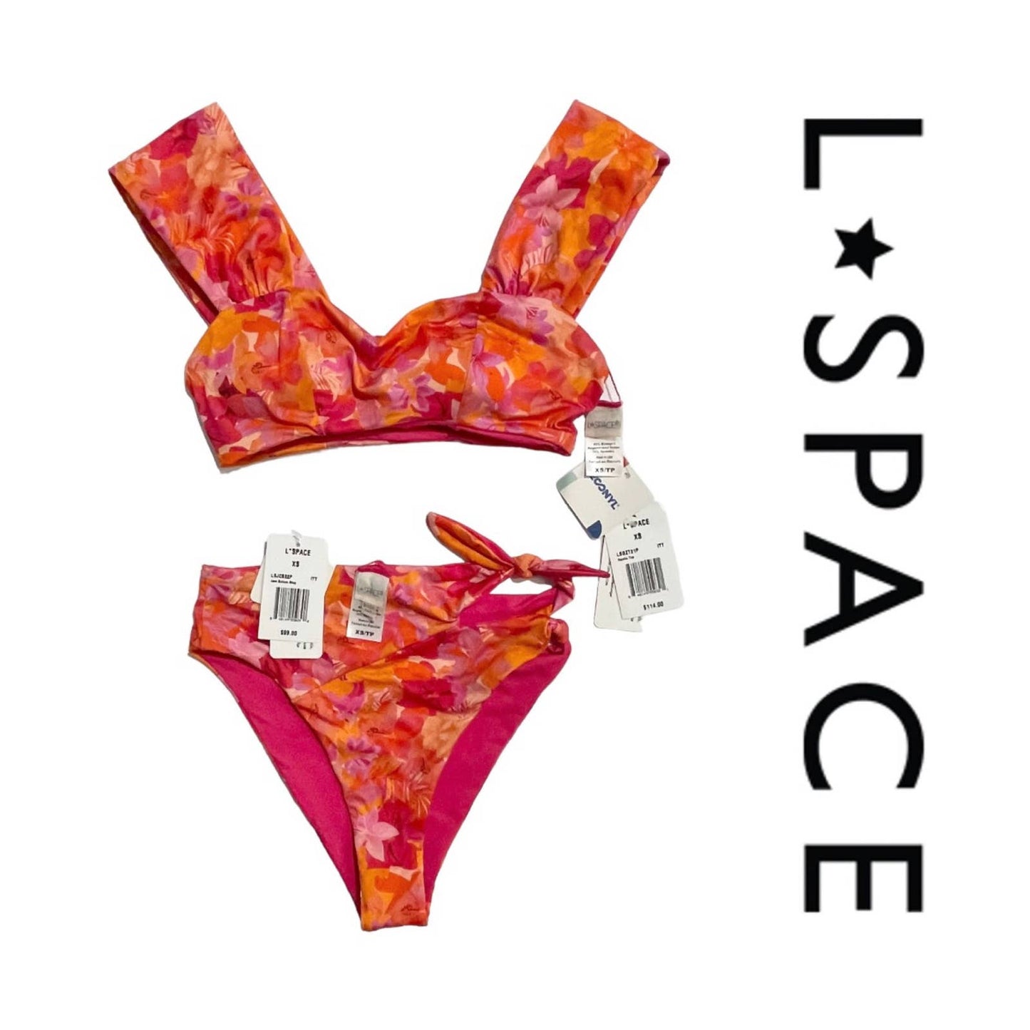 L*SPACE Revolve Gizelle Bikini Top Jack Bottom Bitsy Into The Tropics XS New Barbiecore - Premium from L*SPACE - Just $89.0! Shop now at Finds For You