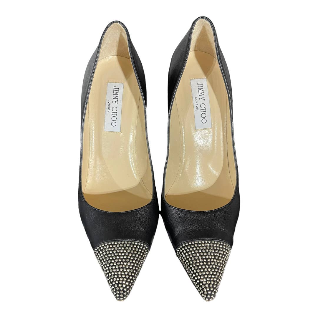 Jimmy Choo Amika Black Studded Cap Toe Pumps Heels Size 39 9 US Black - Premium from Jimmy Choo - Just $199.00! Shop now at Finds For You
