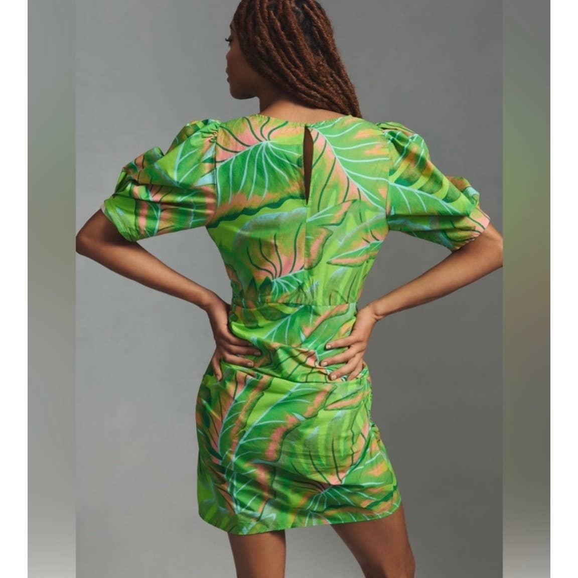 Farm Rio Anthropologie Puff Sleeve Mini Dress Lime Small - Premium from Farm Rio - Just $168.0! Shop now at Finds For You