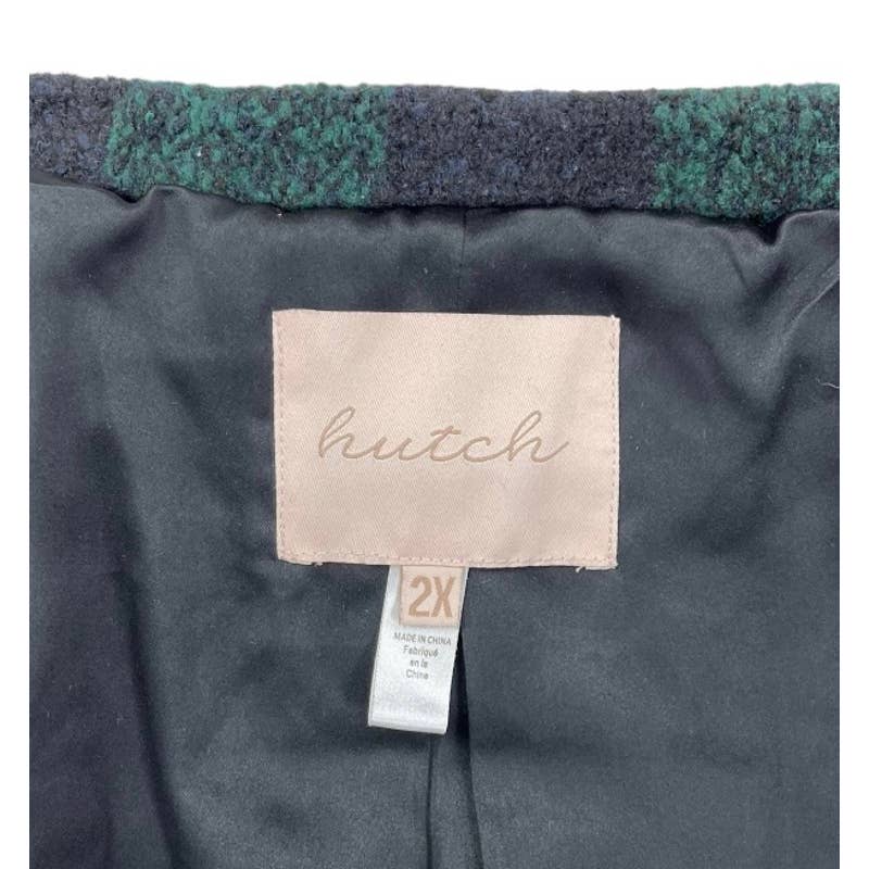 Hutch Half Plaid Overcoat Coat Belted Wrap Wool Blend Plus Size 2X Green Black - Premium from Hutch - Just $249.0! Shop now at Finds For You