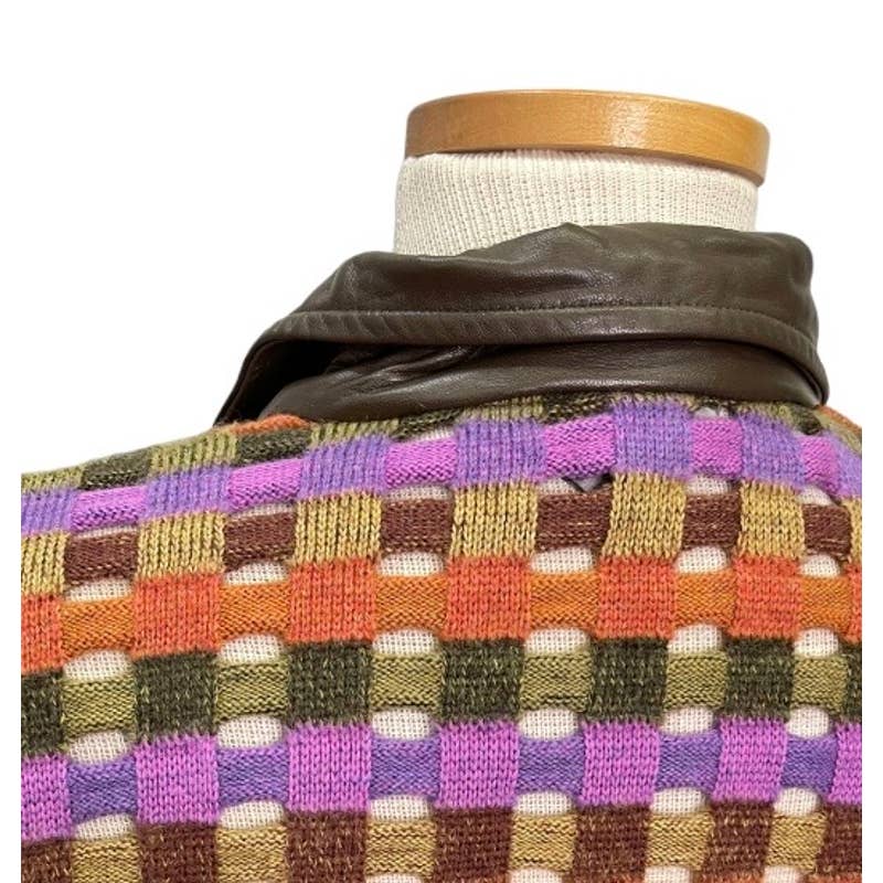 Vintage 90’s Sigrid Olsen Cut Out Woven Leather Trim Cardigan Size M - Premium from Sigrid Olsen - Just $79.0! Shop now at Finds For You