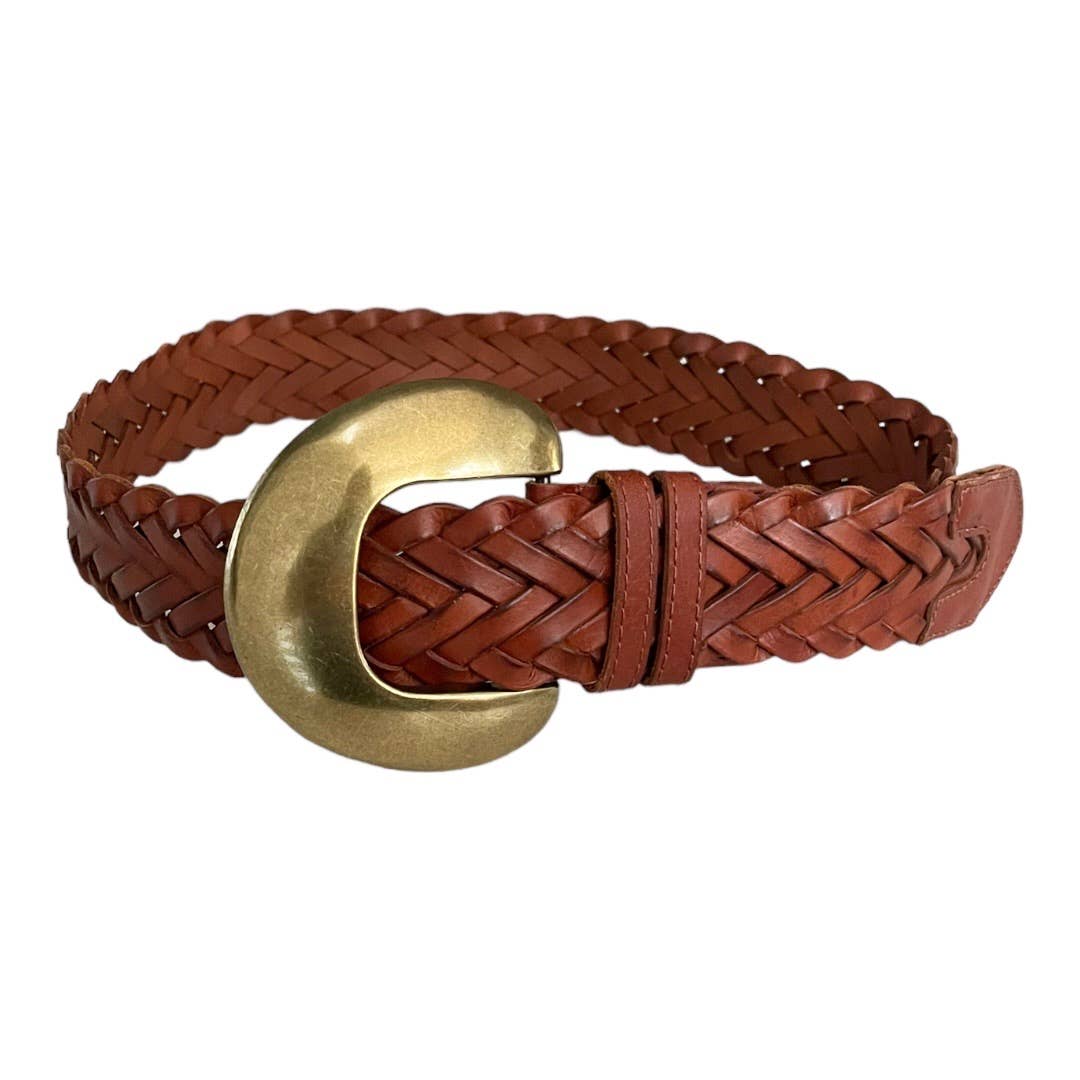 Anthropologie Cognac Woven Waist Leather Belt Size Small New - Premium from Anthropologie - Just $79.0! Shop now at Finds For You