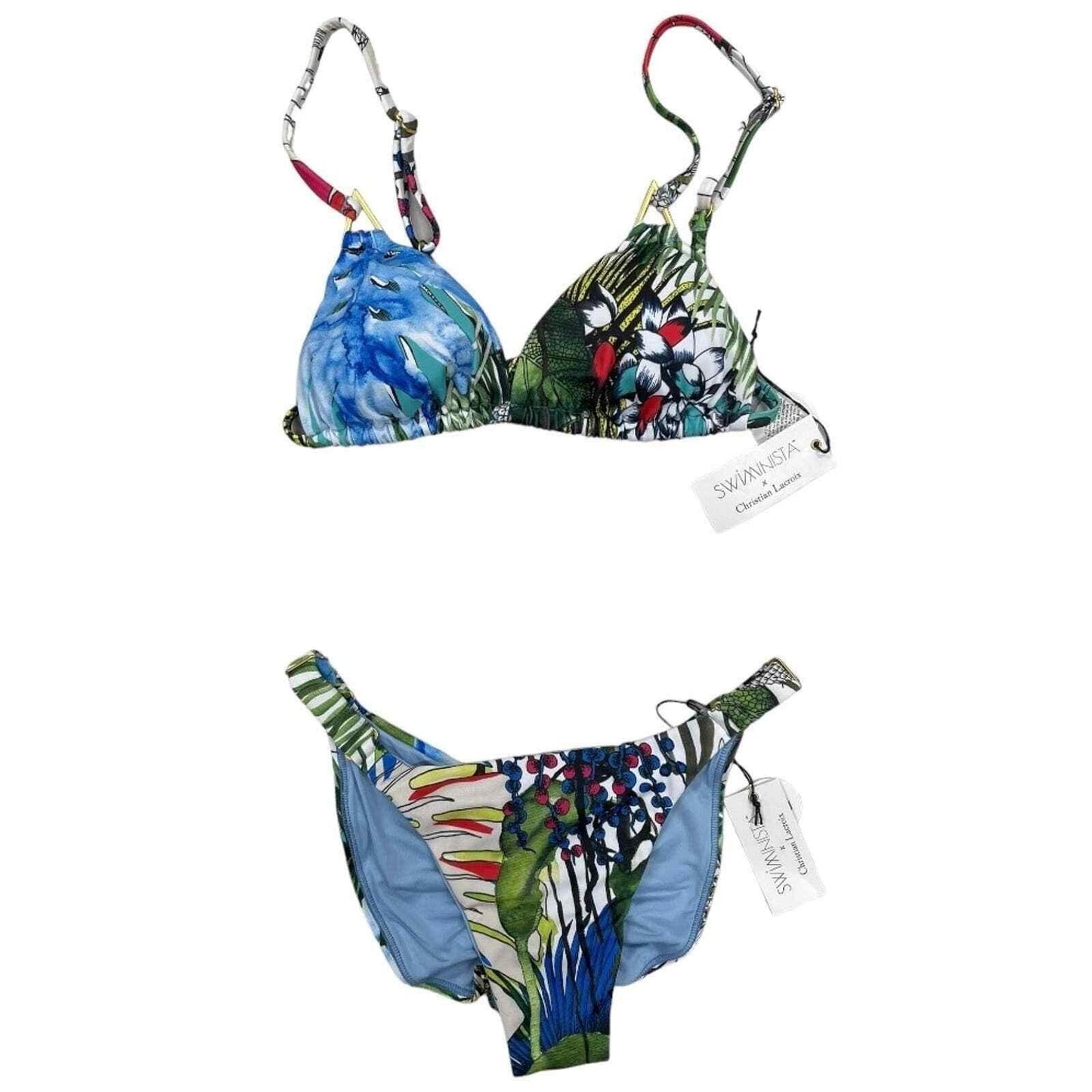 Christian Lacroix Swiminista Jardin Exo Chic Triangle Bikini Top Wise Bottom M - Premium  from Christian Lacroix - Just $89.00! Shop now at Finds For You