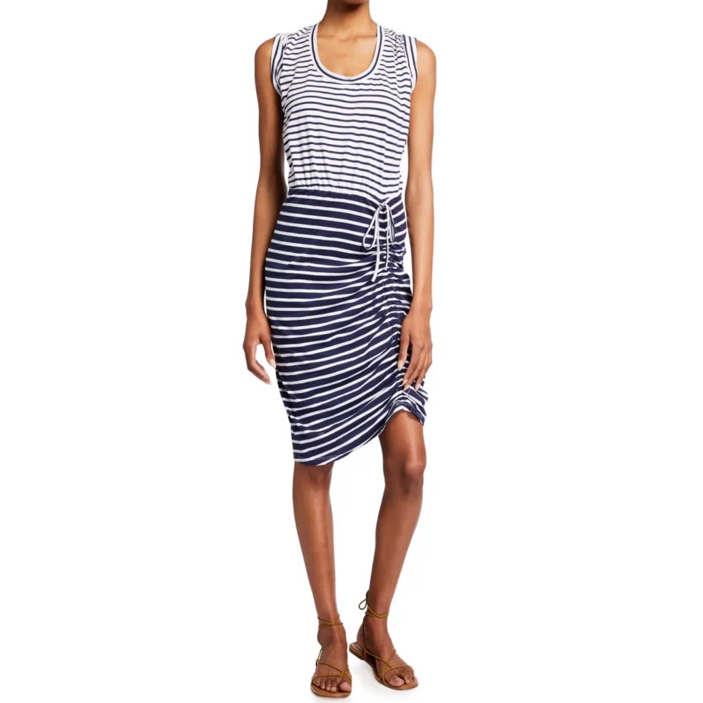 Veronica Beard Tamri Navy White Striped Ruched Dress Size M - Premium from VERONICA BEARD - Just $129.0! Shop now at Finds For You