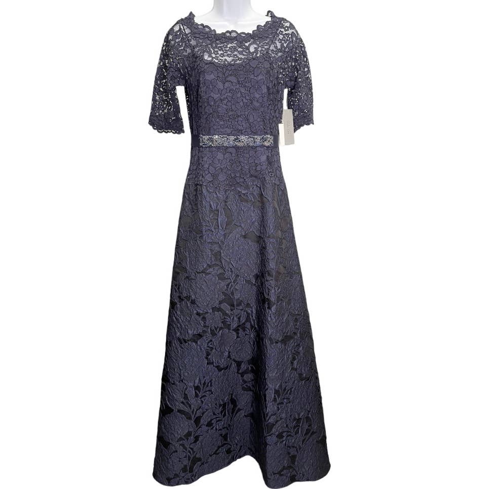 Teri John x Rickie Freeman Full Length Lace Gown Size 2 Navy New - Premium from Teri Jon - Just $468.0! Shop now at Finds For You