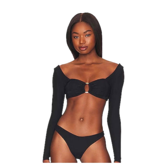 L*SPACE Revolve Beatrix Pointelle Bikini Top Swim Size M Cream New - Premium from L*SPACE - Just $119.0! Shop now at Finds For You