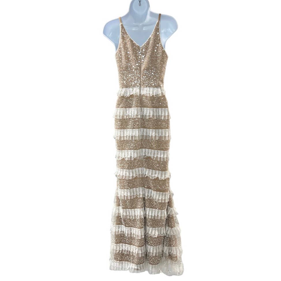 Dress The Population Tiered Lace Crystal Long Gown Dress Sz XS New - Premium from Dress The Population - Just $199! Shop now at Finds For You