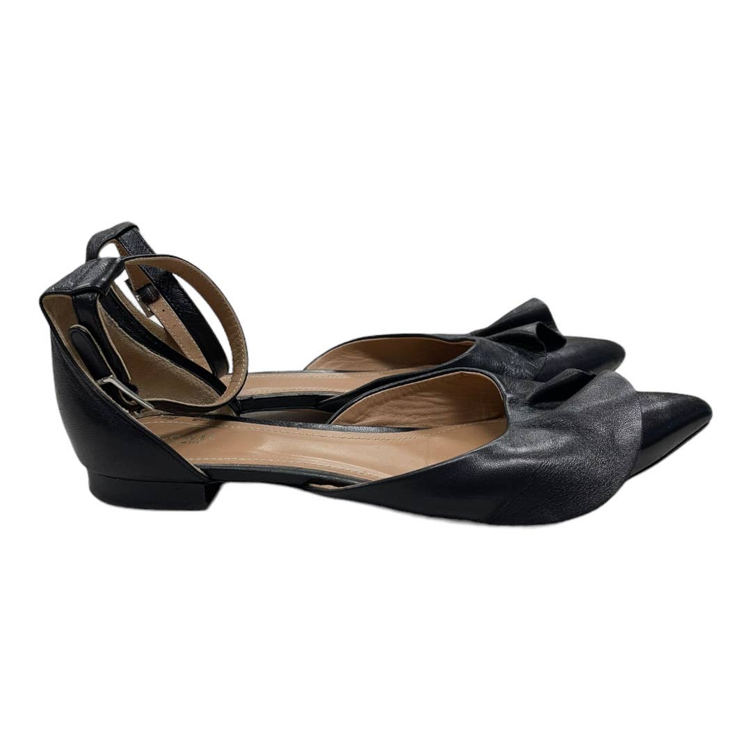 Lewit Alessia Ankle Strap Ruffle Ballet Flats Leather 37.5 7.5 Black - Premium from Lewit - Just $62.0! Shop now at Finds For You