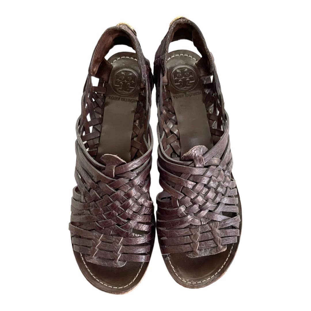 Tory Burch Kiliam Leather Woven Sandals Size 7.5 Brown - Premium from Tory Burch - Just $99.0! Shop now at Finds For You