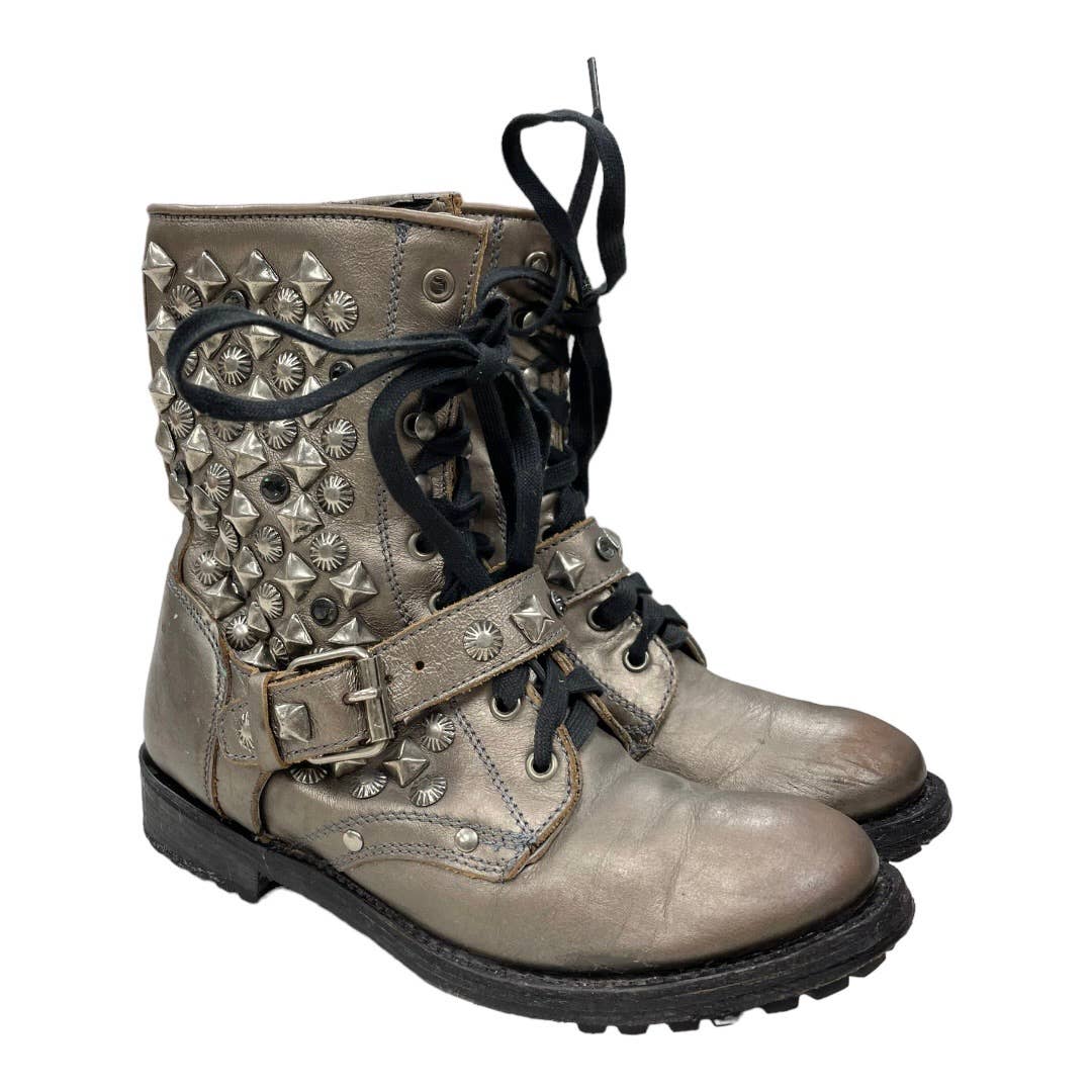 ASH Metallic Ryanna Metallic Studded Biker Boots Booties Size 39 9 $385 - Premium from Ash - Just $165.0! Shop now at Finds For You