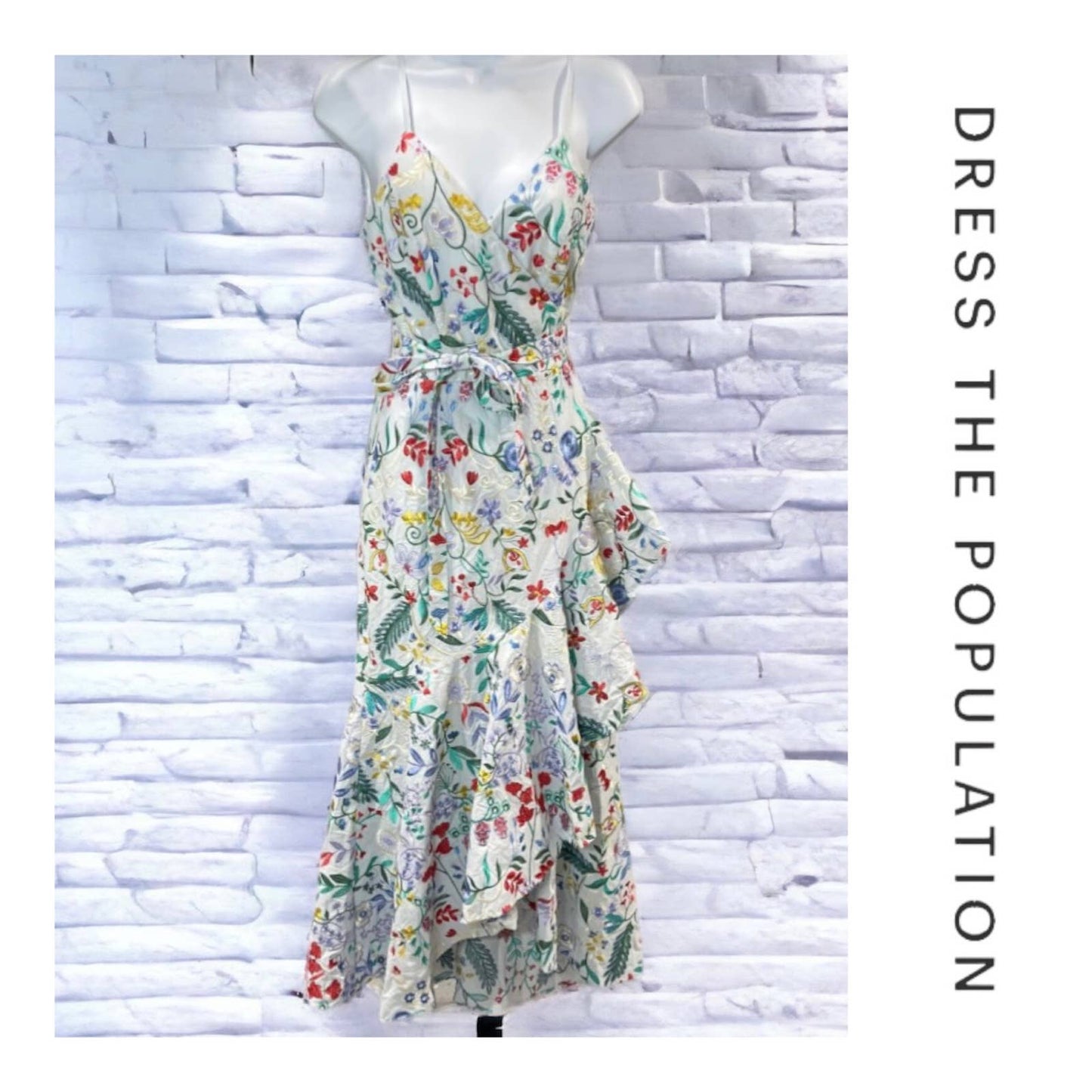 Dress The Population Salome Embroidered Wrap Midi Dress Size XS New - Premium from Dress The Population - Just $179! Shop now at Finds For You