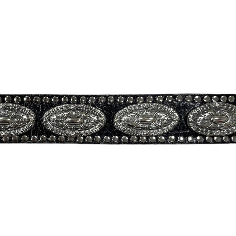 Vintage 90’s Saks Fifth Avenue Silver Medallion Leather Belt - Premium from Saks Fifth Avenue - Just $59.0! Shop now at Finds For You