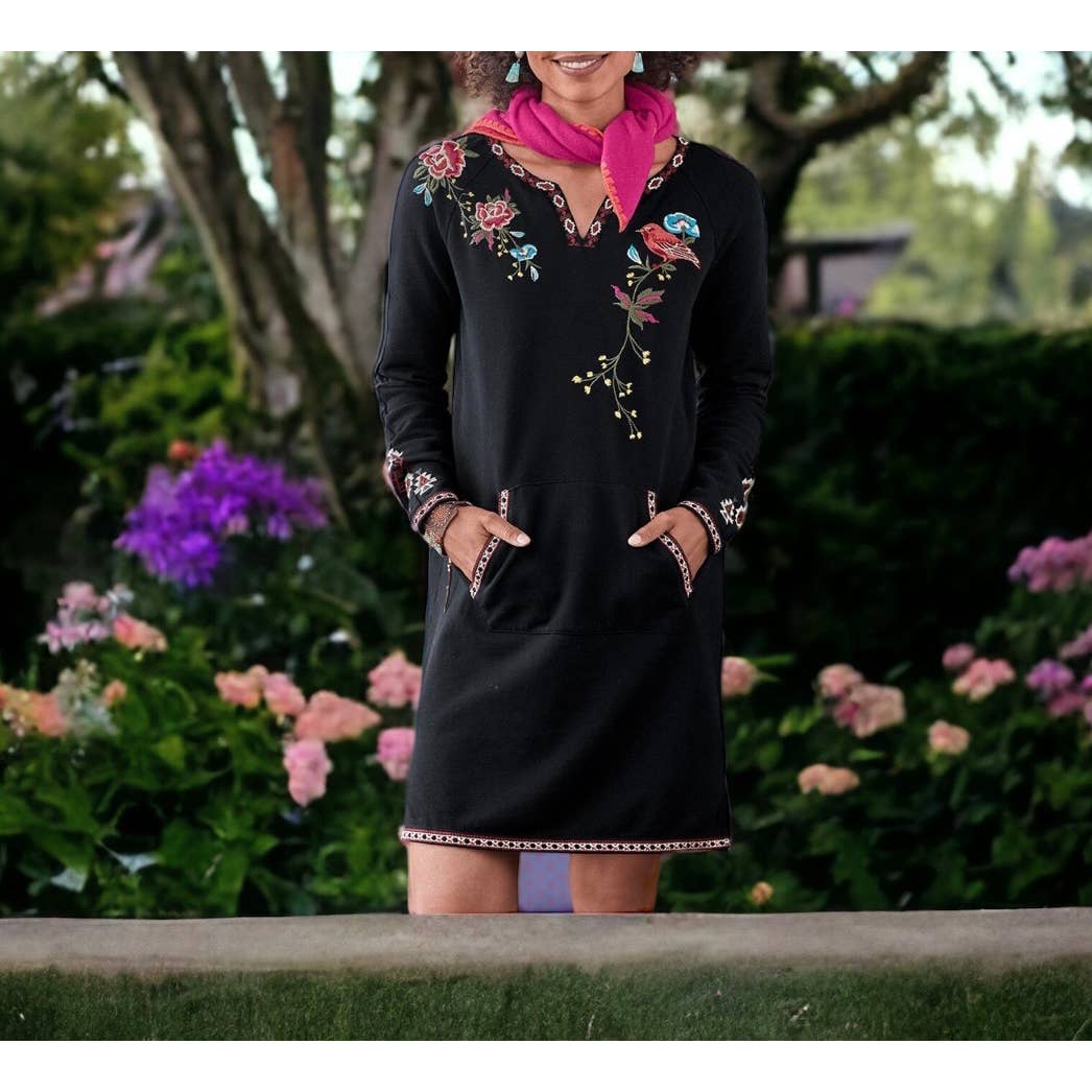 Driftwood Matea Embroidered Dress Tunic Size M Black - Premium from Driftwood - Just $79.0! Shop now at Finds For You